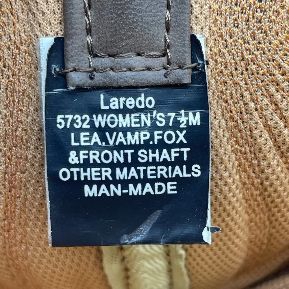 Laredo Lea Vamp Boots Womens 7.5 M Brown Embroidered Leather Western Cowboy - Picture 8 of 8